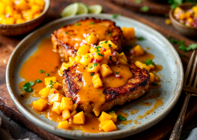 Chuletas Cerdo Glaseadas con Mango Del Monte® Frutas